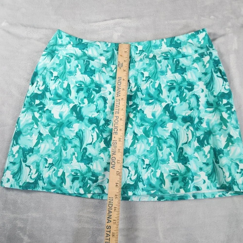 Tommy Bahama Active Golf Skort Skirt L Teal Green Floral Print UPF Athleisure‎